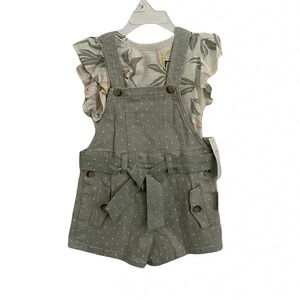 Jessica Simpson overall shorts outfit EUC